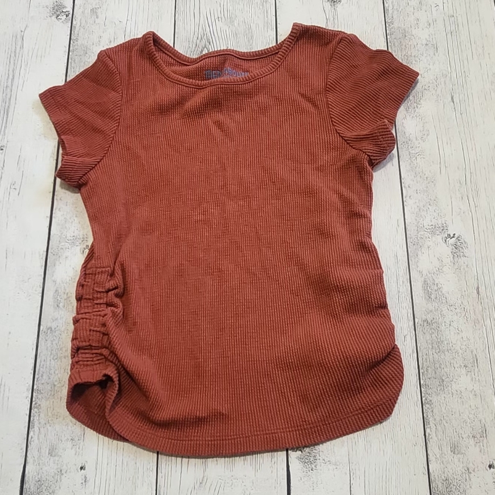 Thereabouts Girls 10/12 Burgundy Short Sleeve Waffle Knit Top